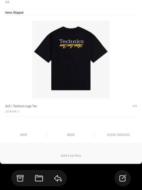 Aime Leon Dore Technics Back Logo Tee - Black with Yellow Script